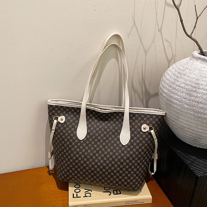 Ladies elegant tote bag with textured design and high-quality leather accents