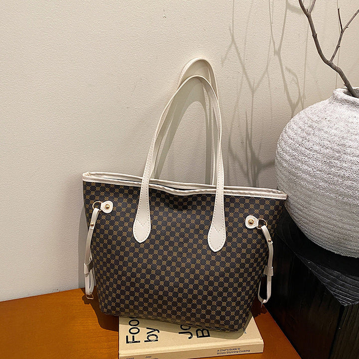 Ladies elegant tote bag with textured design and high-quality leather accents