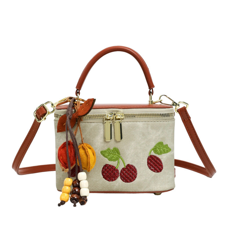 Women's practical shoulder bag with cute fruit motif and practical inner pocket