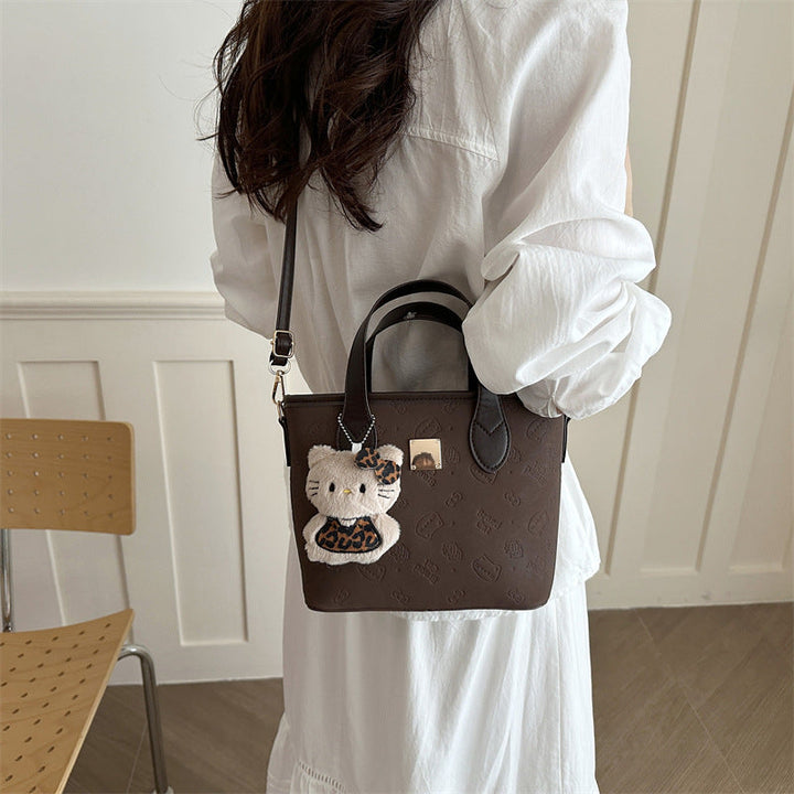 Ladies trendy mini bag with high-quality crocodile pattern and removable plush toy charm