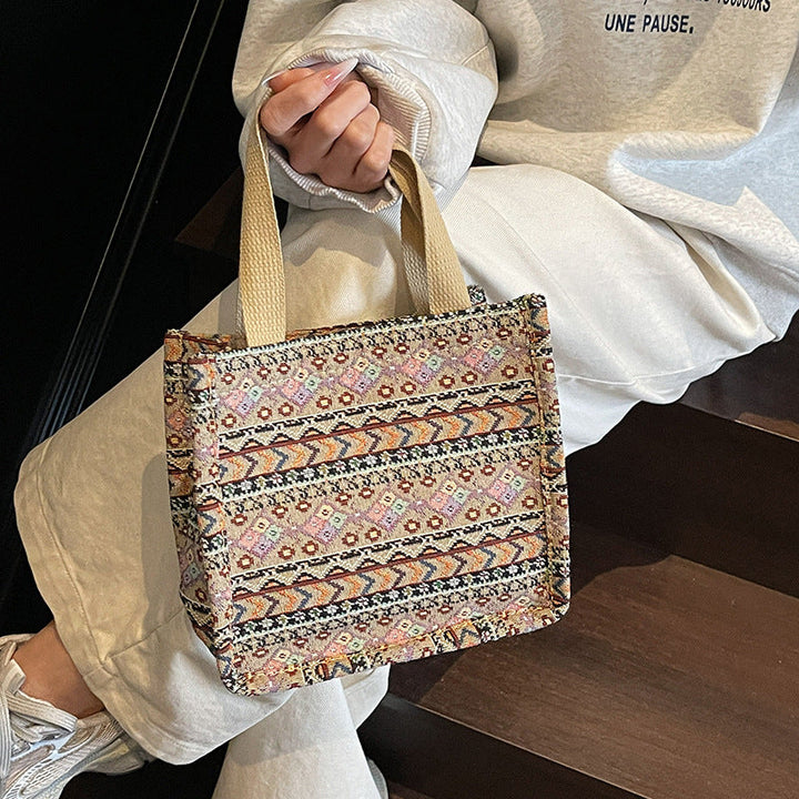 Women's shopping bag with artistic ethnic pattern