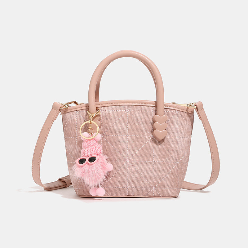 Women's Mini Handbag with Playful Chain Pendant