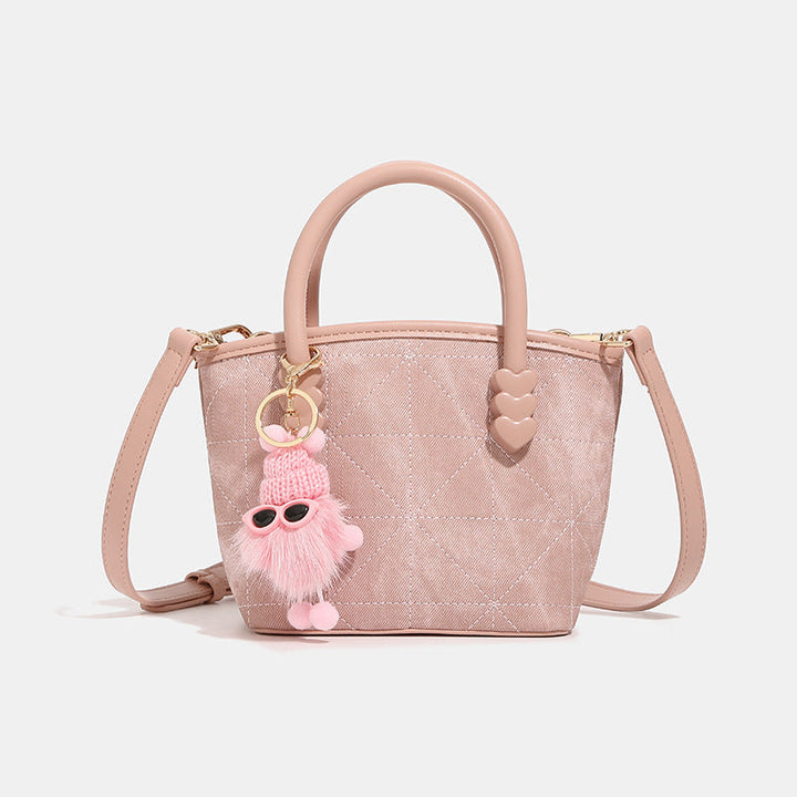 Women's Mini Handbag with Playful Chain Pendant