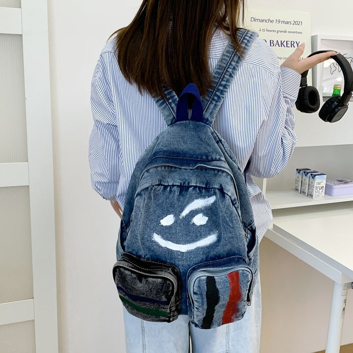 Artistic Denim Backpack