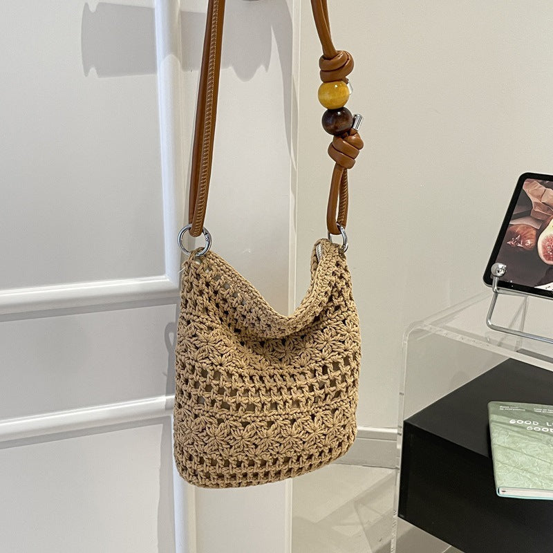 Women crocheted shoulder bag with decorative details
