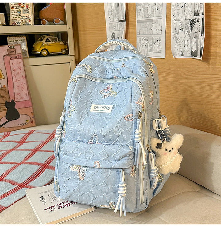 Floral Embroidered Durable School Backpack
