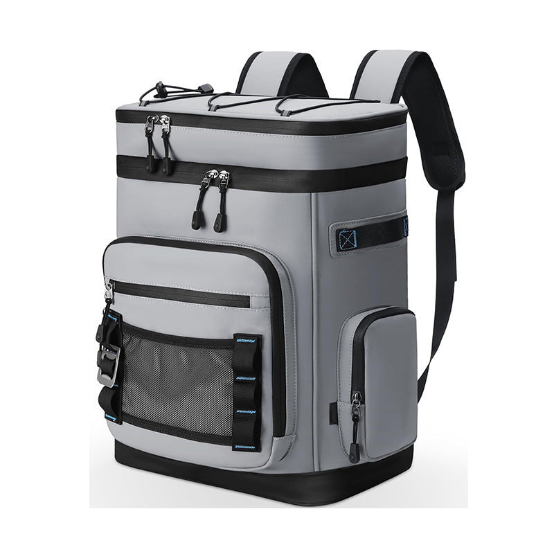 Insulated cooler backpack with multiple compartments and ergonomic carrying system
