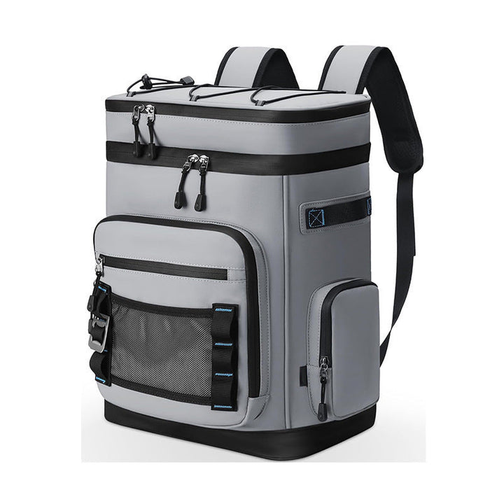 Insulated cooler backpack with multiple compartments and ergonomic carrying system