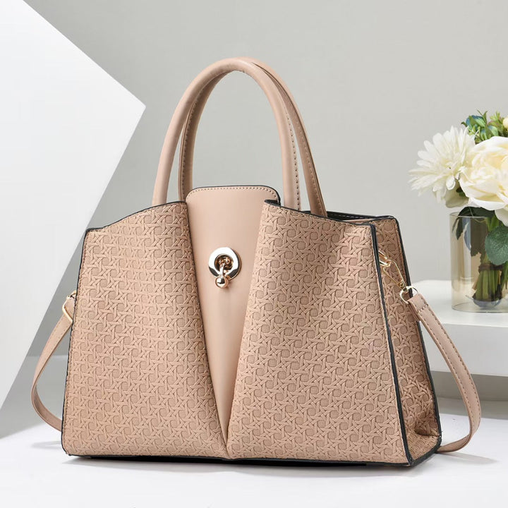 Ladies structured tote bag with elegant pleating technique