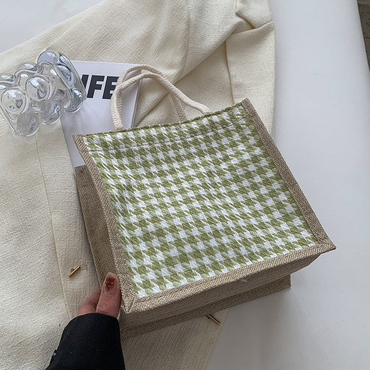 Ladies Jute Bag in classic Houndstooth pattern