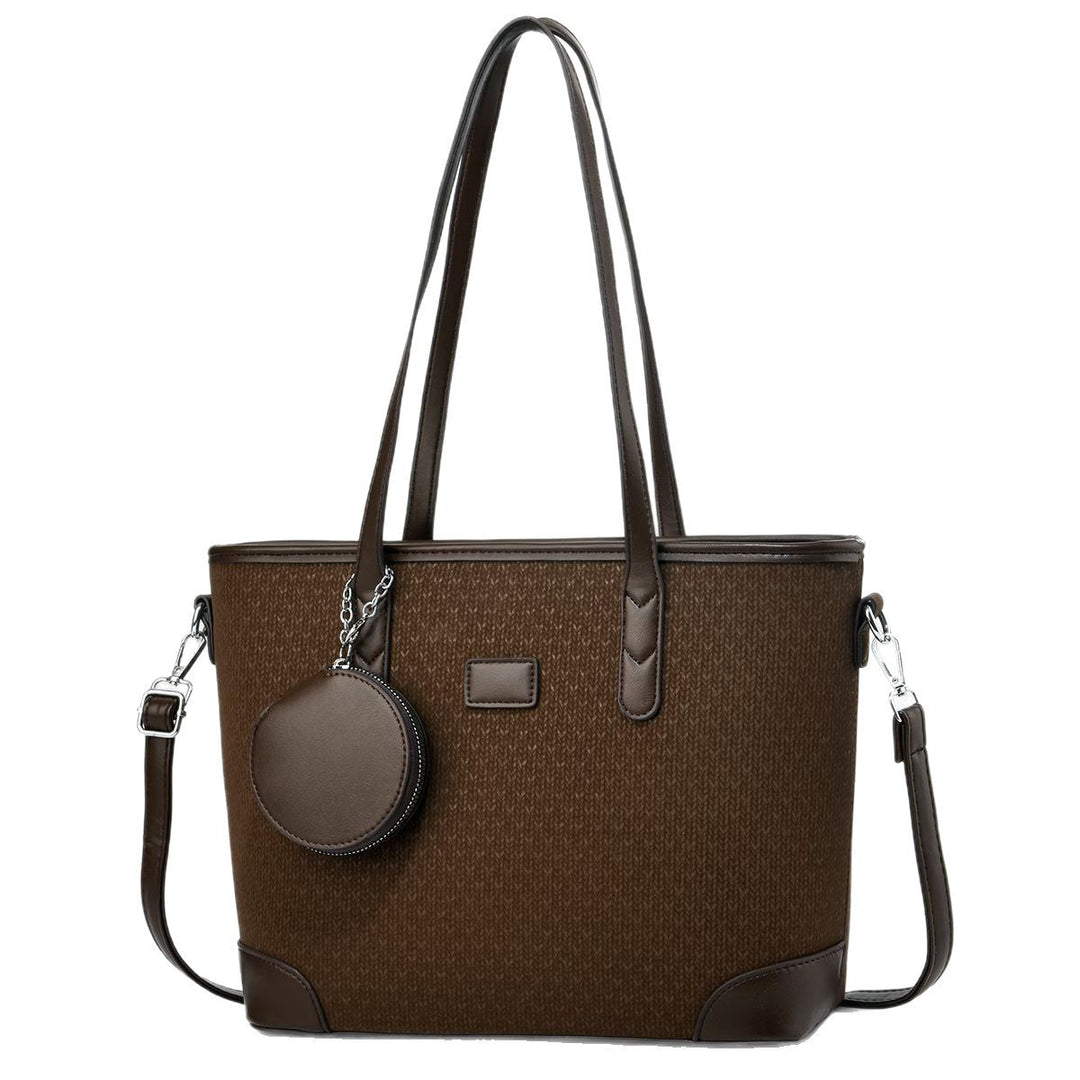 Women elegant tote handbag with textured design and detachable wallet