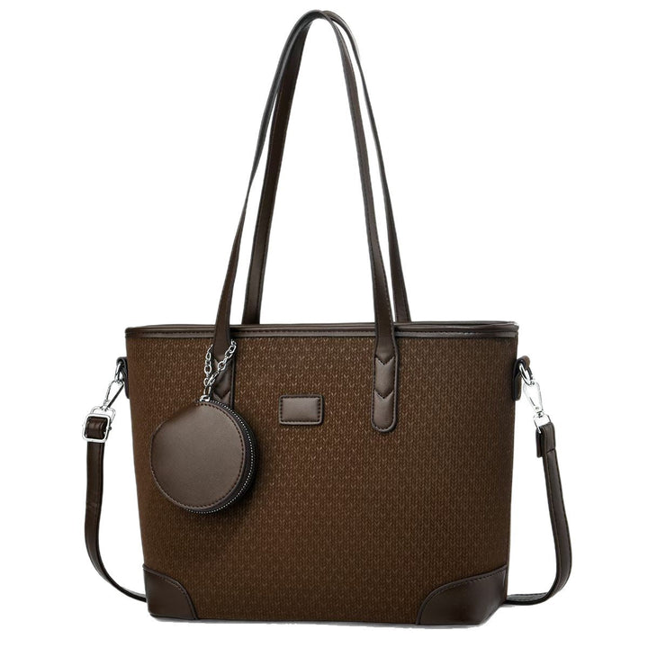 Women elegant tote handbag with textured design and detachable wallet