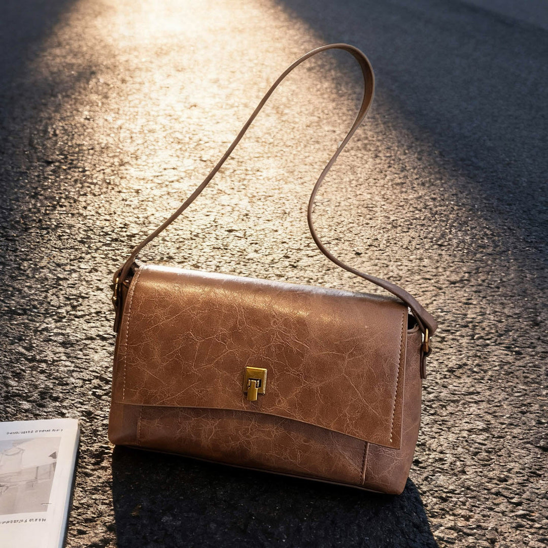 Ladies elegant shoulder bag with textured leather
