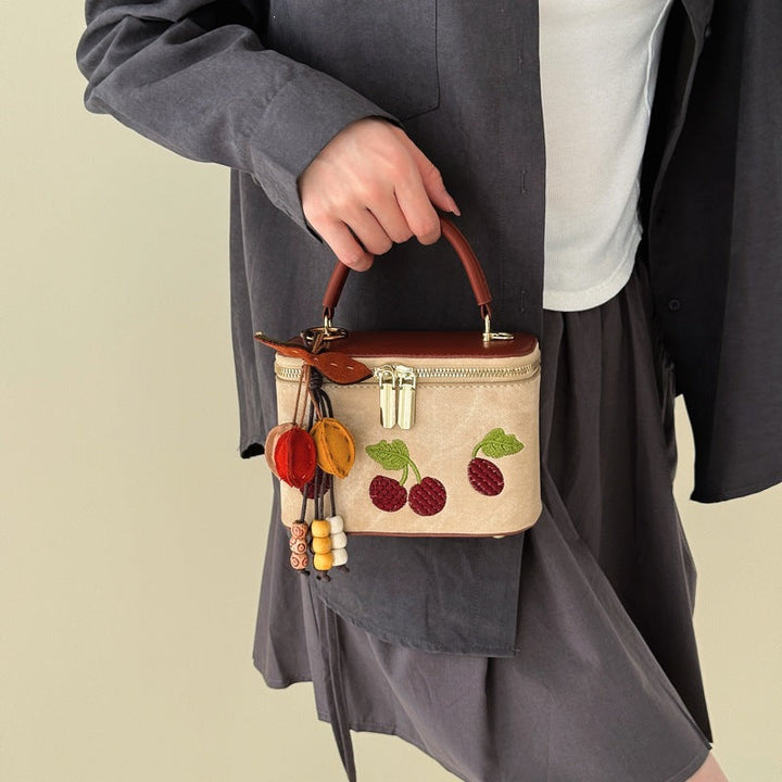 Women's practical shoulder bag with cute fruit motif and practical inner pocket