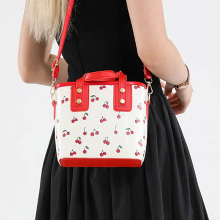 Women's mini handbag with fruity cherry design