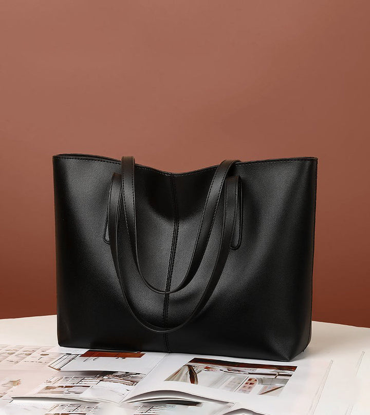 Large Leather Tote Bag, Women's Work Bag with Zipper
