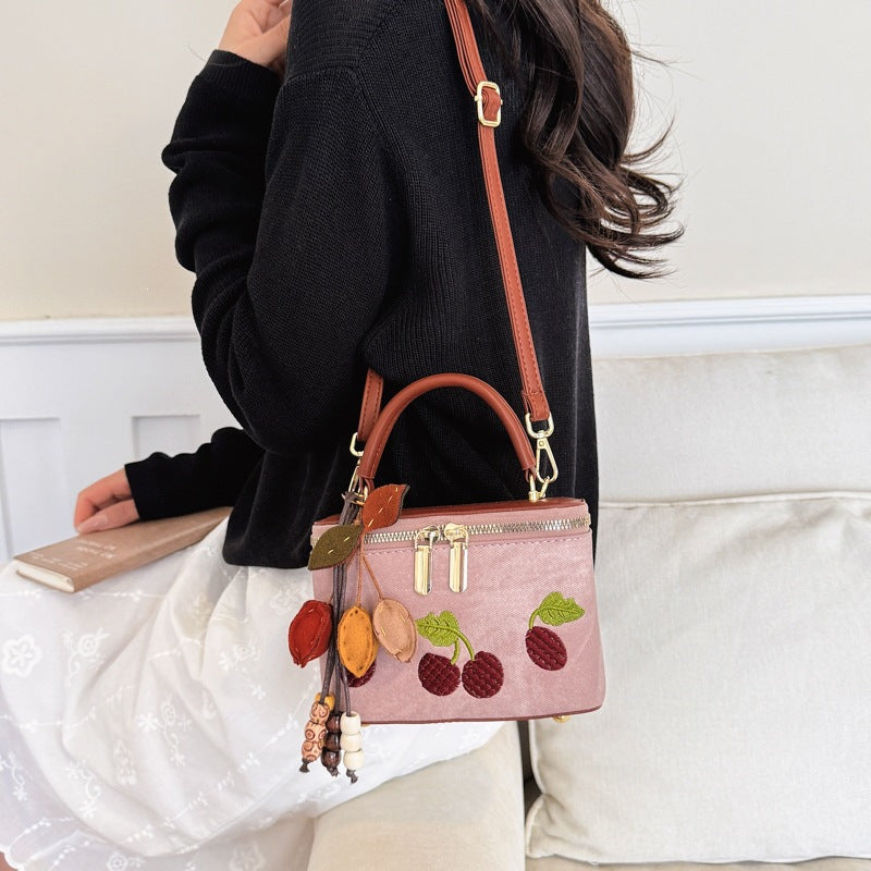 Women's practical shoulder bag with cute fruit motif and practical inner pocket