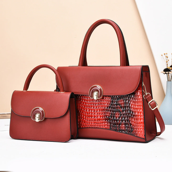 Women's Handbag Set with Luxurious Crocodile Leather Design