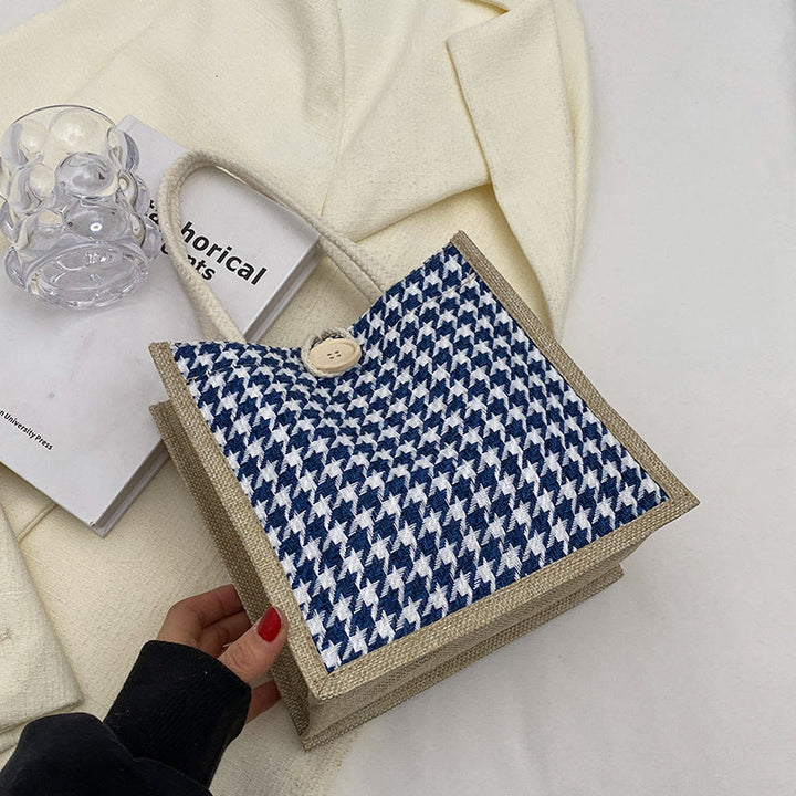 Ladies Jute Bag in classic Houndstooth pattern