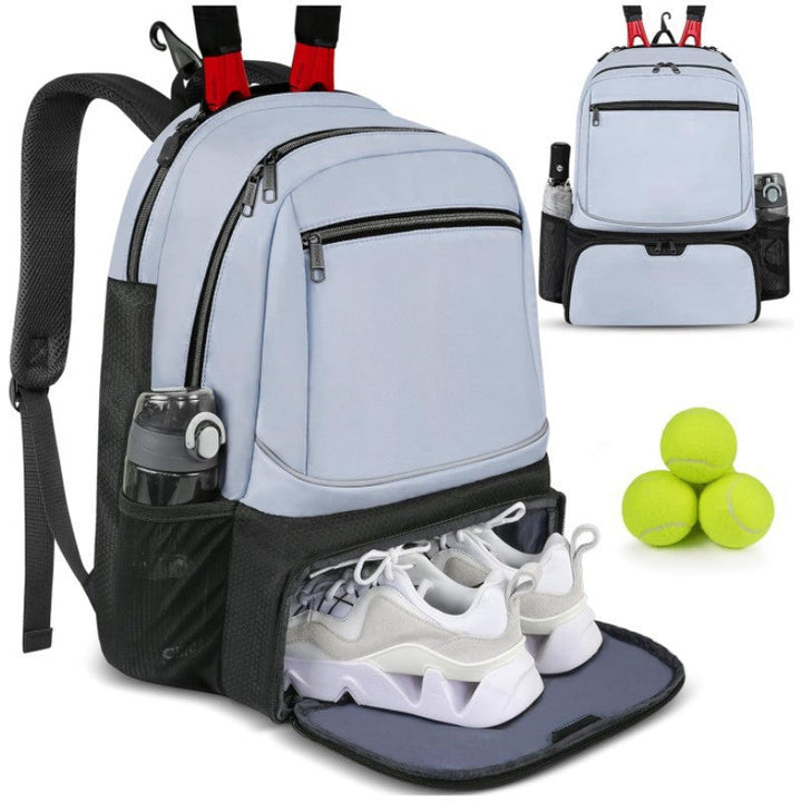 Sporty backpack with shoe compartment and water-repellent pockets