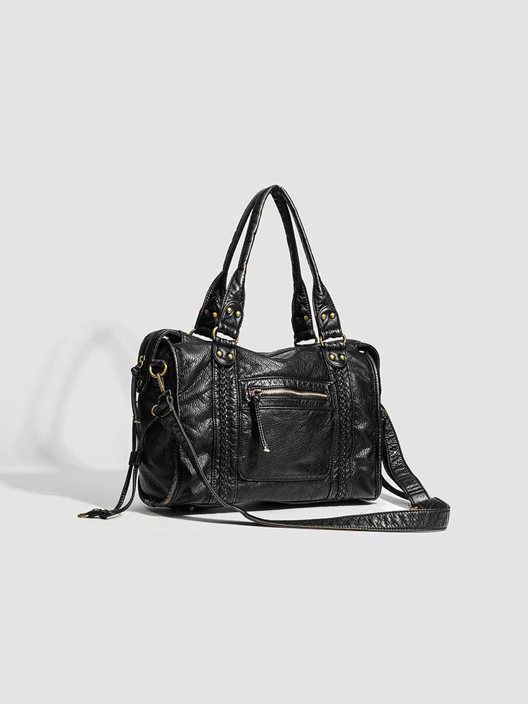 Handbag for School Shoulder Strap in Rigid Leather