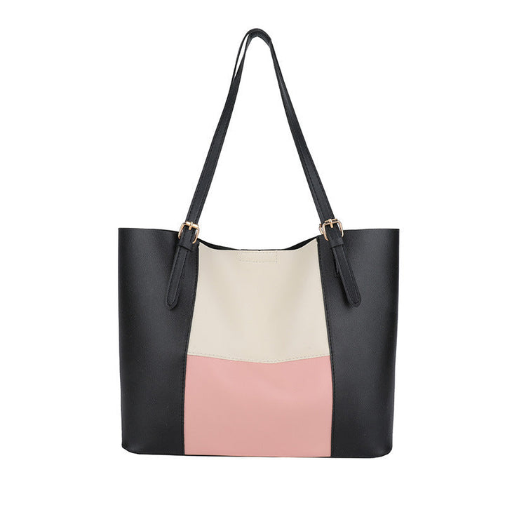 Women's spacious tote bag with elegant color block details