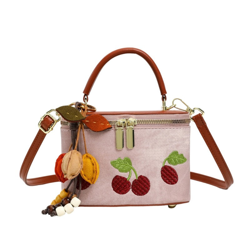 Women's practical shoulder bag with cute fruit motif and practical inner pocket