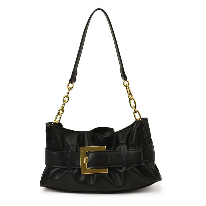 Women's crossbody bag with elegant chain accent and soft upper material