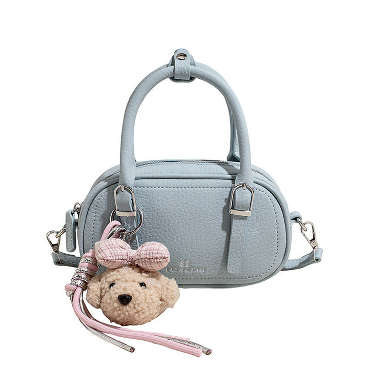 Women's mini handbag with removable teddy keychain