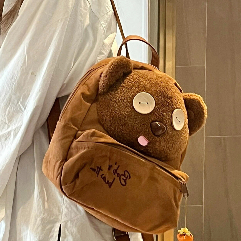 Plush Bear-Shaped School Backpack