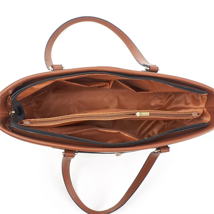 Women's tote bag with textured outer material and removable mini clutch