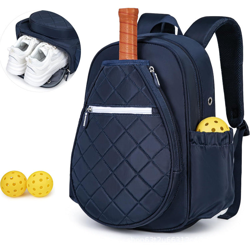 Sporty backpack with integrated shoe compartment and pockets for sports accessories