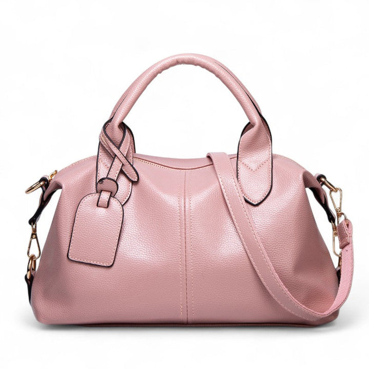 Textured Leather Shoulder Handbag