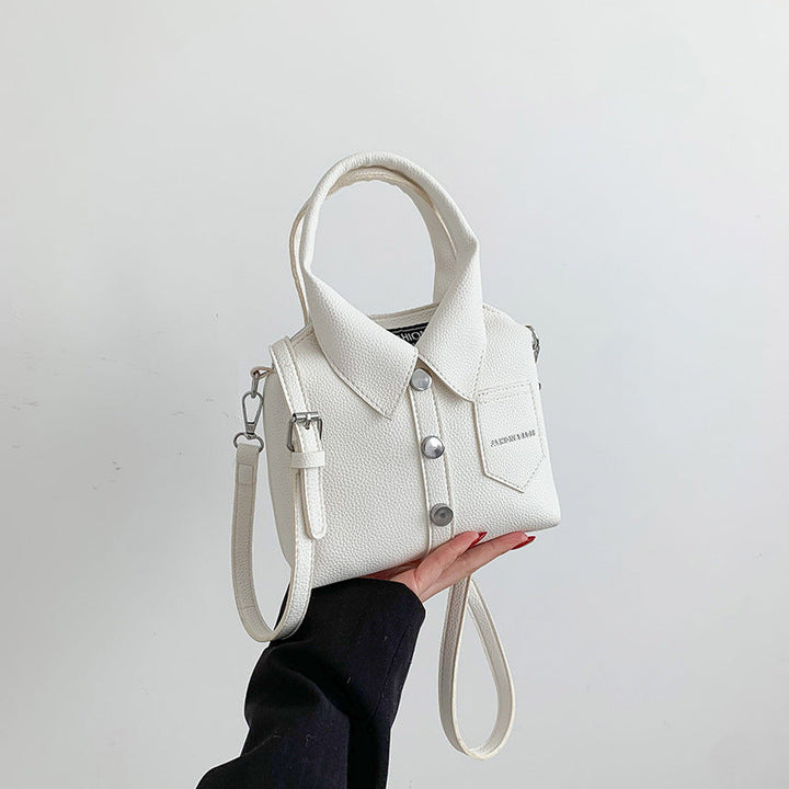 Ladies mini handbag in shirt design with adjustable shoulder strap