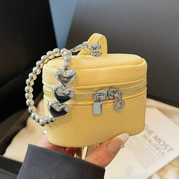 Women’s Mini Shoulder Bag with Decorative Heart Pendant
