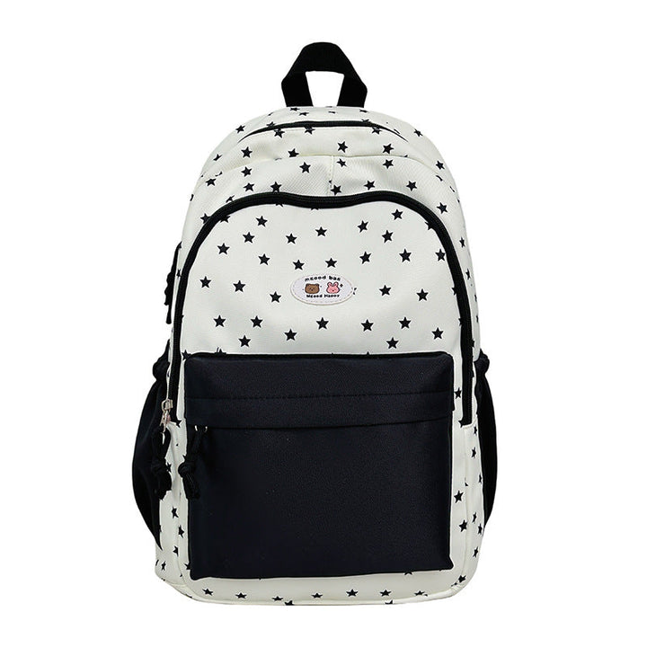 Star-Print Multi-Pocket Backpack
