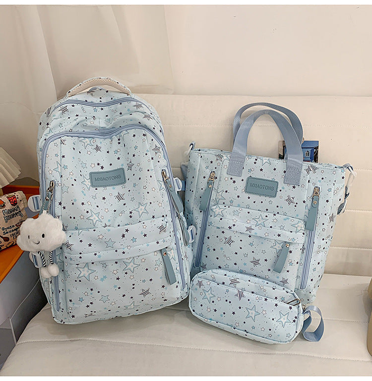 Star-Printed Multipurpose School Backpack and Tote Set