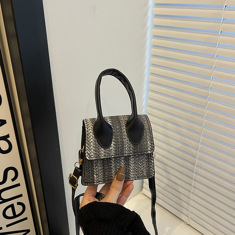 Women's mini bag with woven design and detachable shoulder strap