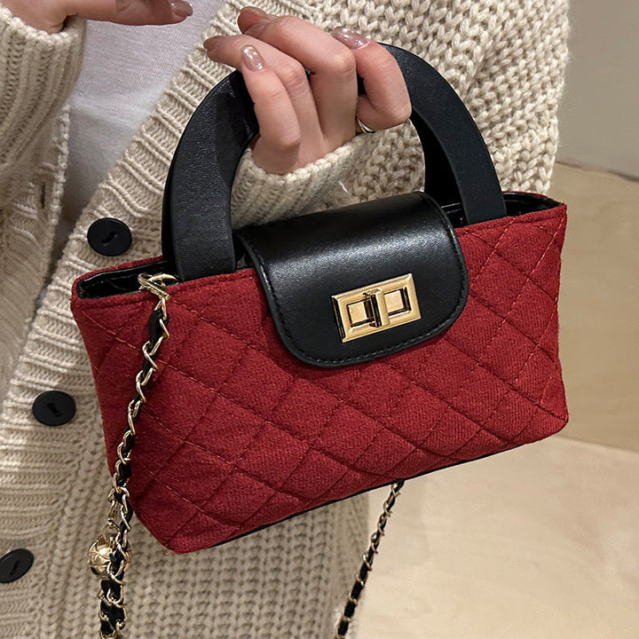 Women's Mini Handbag with Elegant Check Pattern