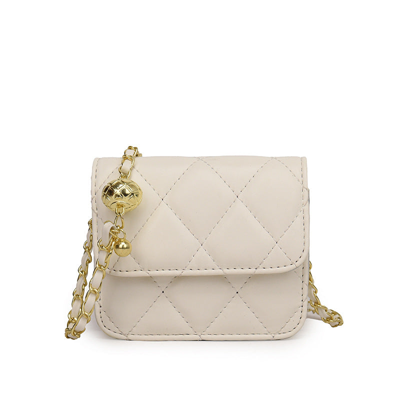 Women's mini crossbody bag with shiny chain and charming pendant