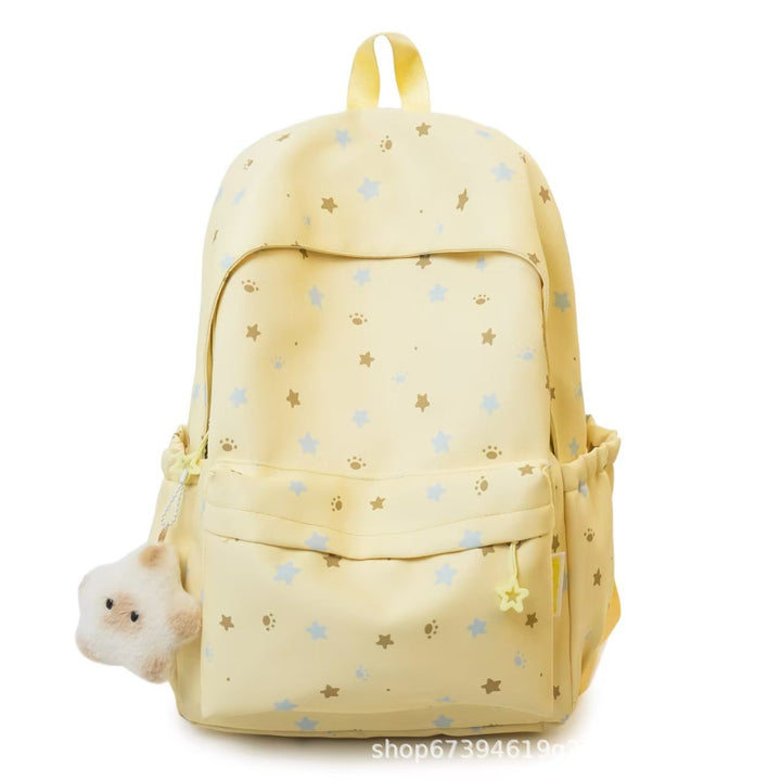 Star-Patterned Soft Fabric Backpack