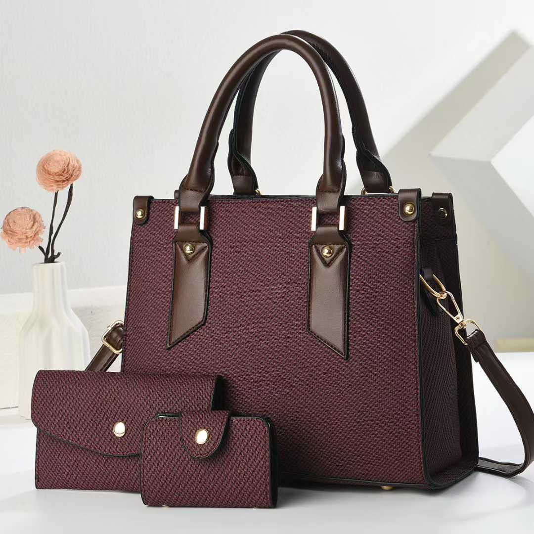 Women's tote bag with textured design and detachable clutch
