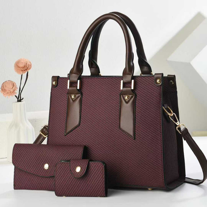 Women's tote bag with textured design and detachable clutch