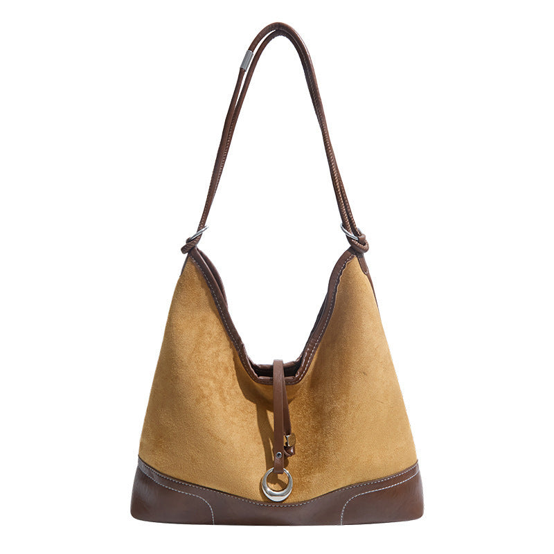 Women's elegant tote bag with authentic suede elements