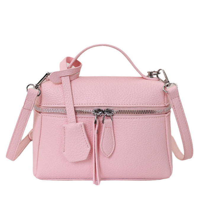 Women's practical shoulder bag with double zipper and versatile carrying strap