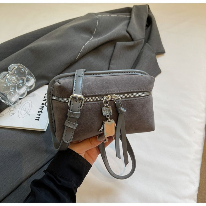 Women's practical shoulder bag made of high-quality suede leather