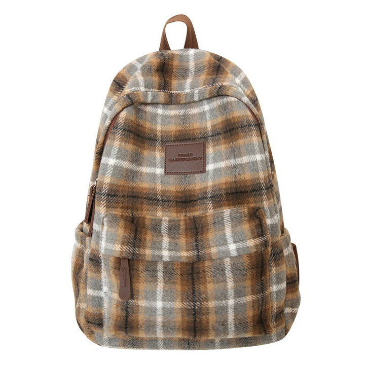 Cozy Plaid Patterned School Backpack