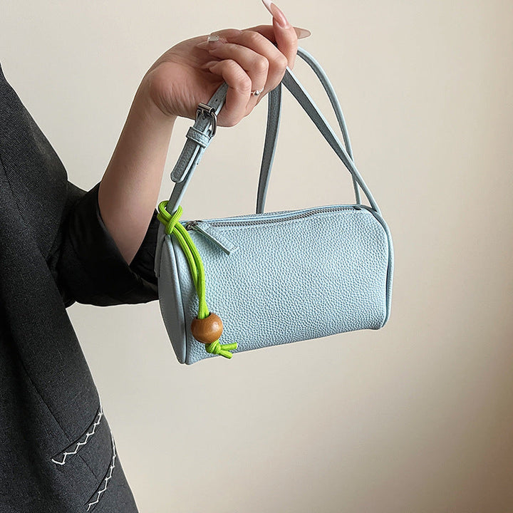 Women's Shoulder Bag made of high-quality synthetic leather with colorful drawstring