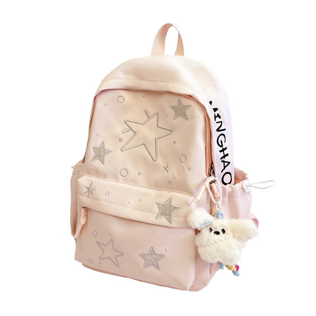 Star-Embroidered Lightweight Backpack
