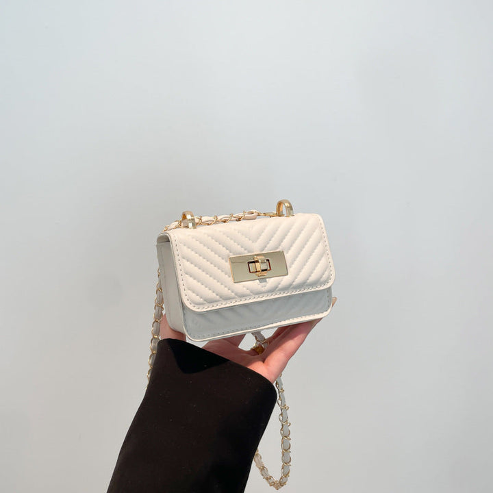 Women’s mini handbag with quilted design and golden clasp